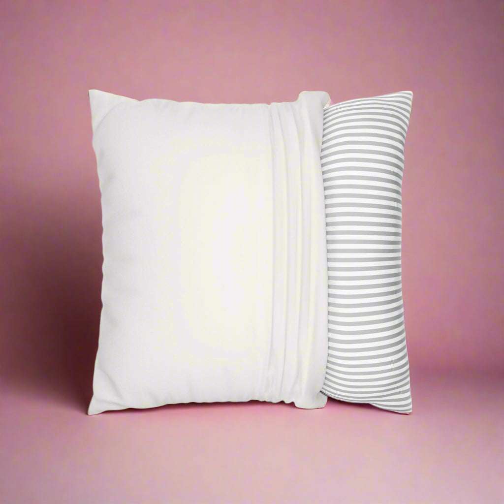 Custom family name gift faux suede personalized cushion cover with striped back and concealed zipper for holiday decor