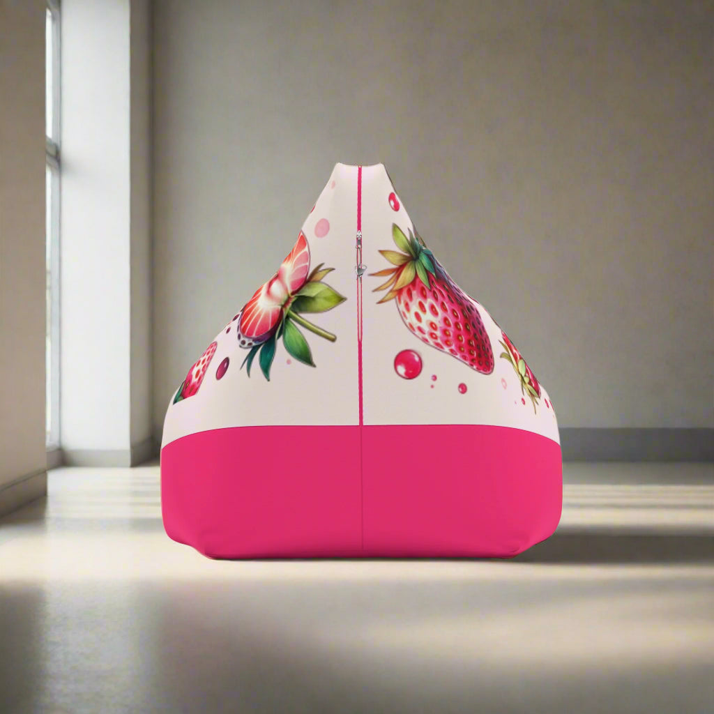Personalized Strawberry Cute Home Bean Bag Chair Cover - Name Gift Ideas, Customizable Furniture Decor, Room Decor, Unique Birthday Present,