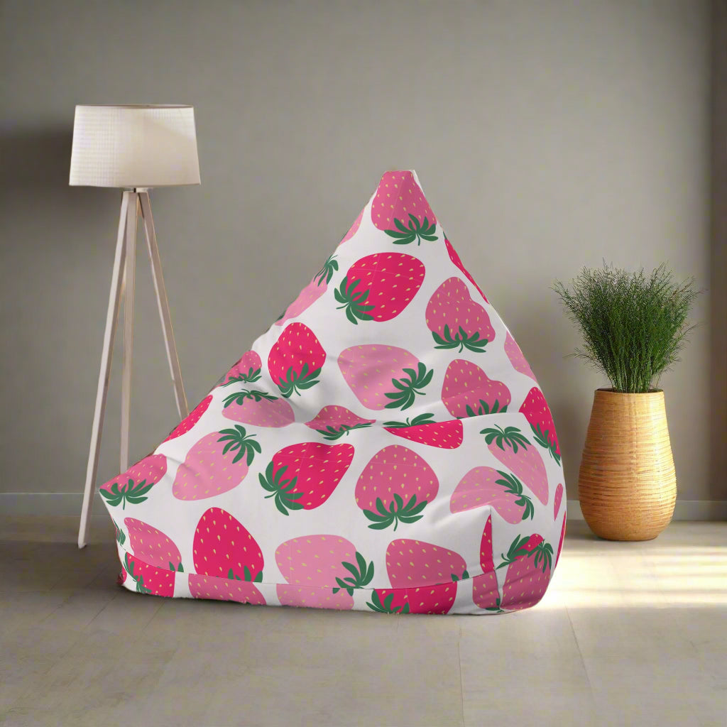 Bean Bag Chair Cover - Kawaii Strawberry Cottage Decor