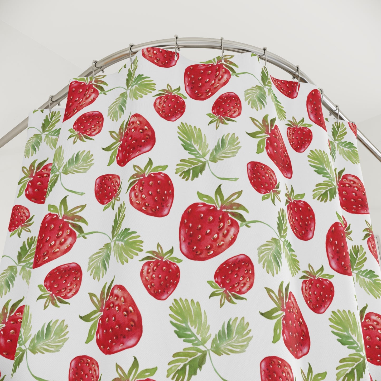 Strawberry Shower Curtain - Kawaii Bathroom Decor