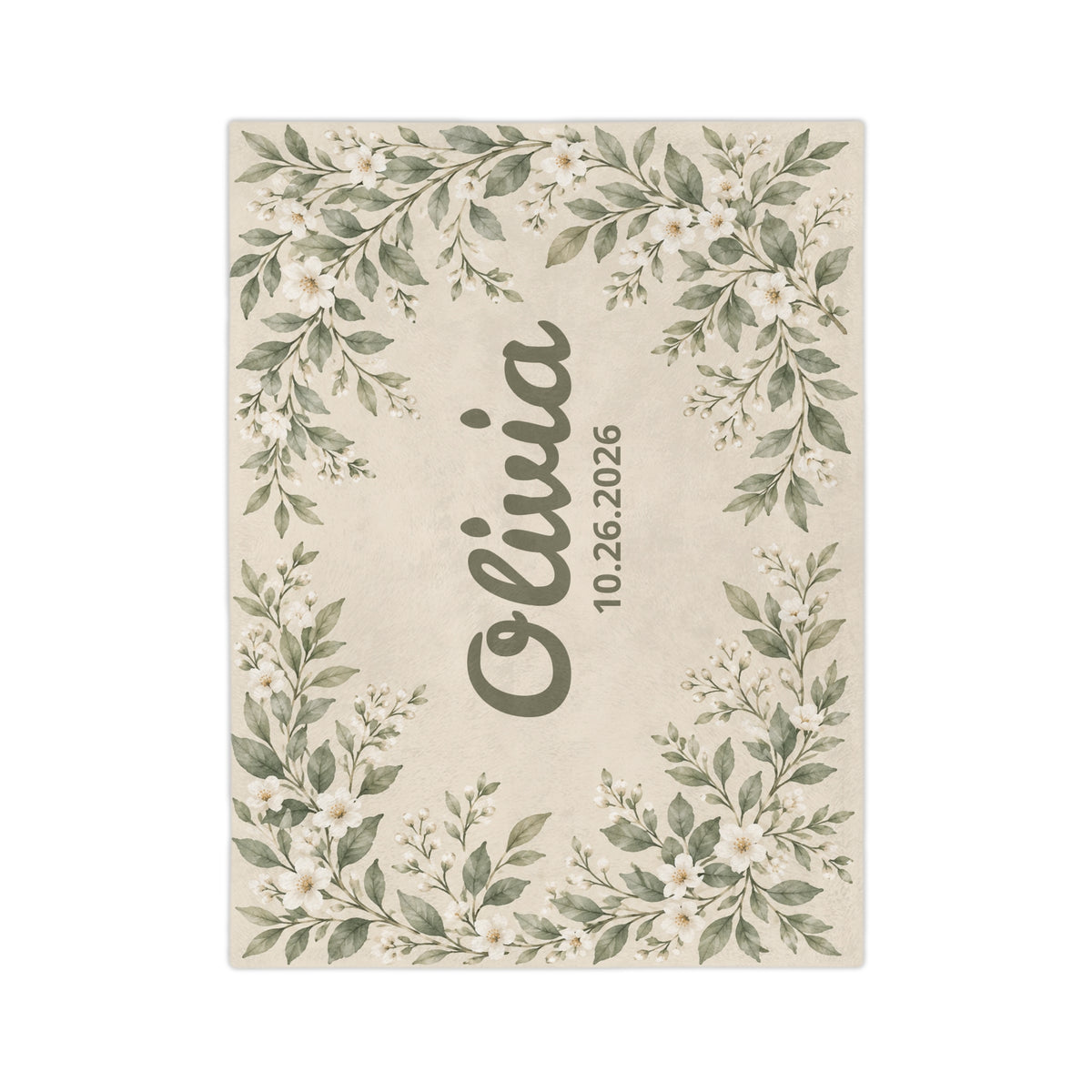 Floral Monogram Personalized Velveteen Blanket