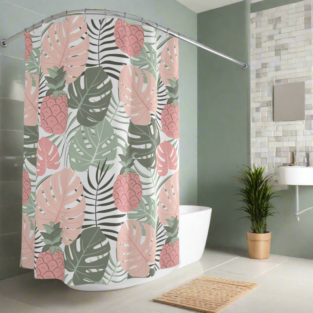 Retro Fruit Theme Bathroom Shower Curtain - Kawaii Home Decor, Chic Washroom Accessory