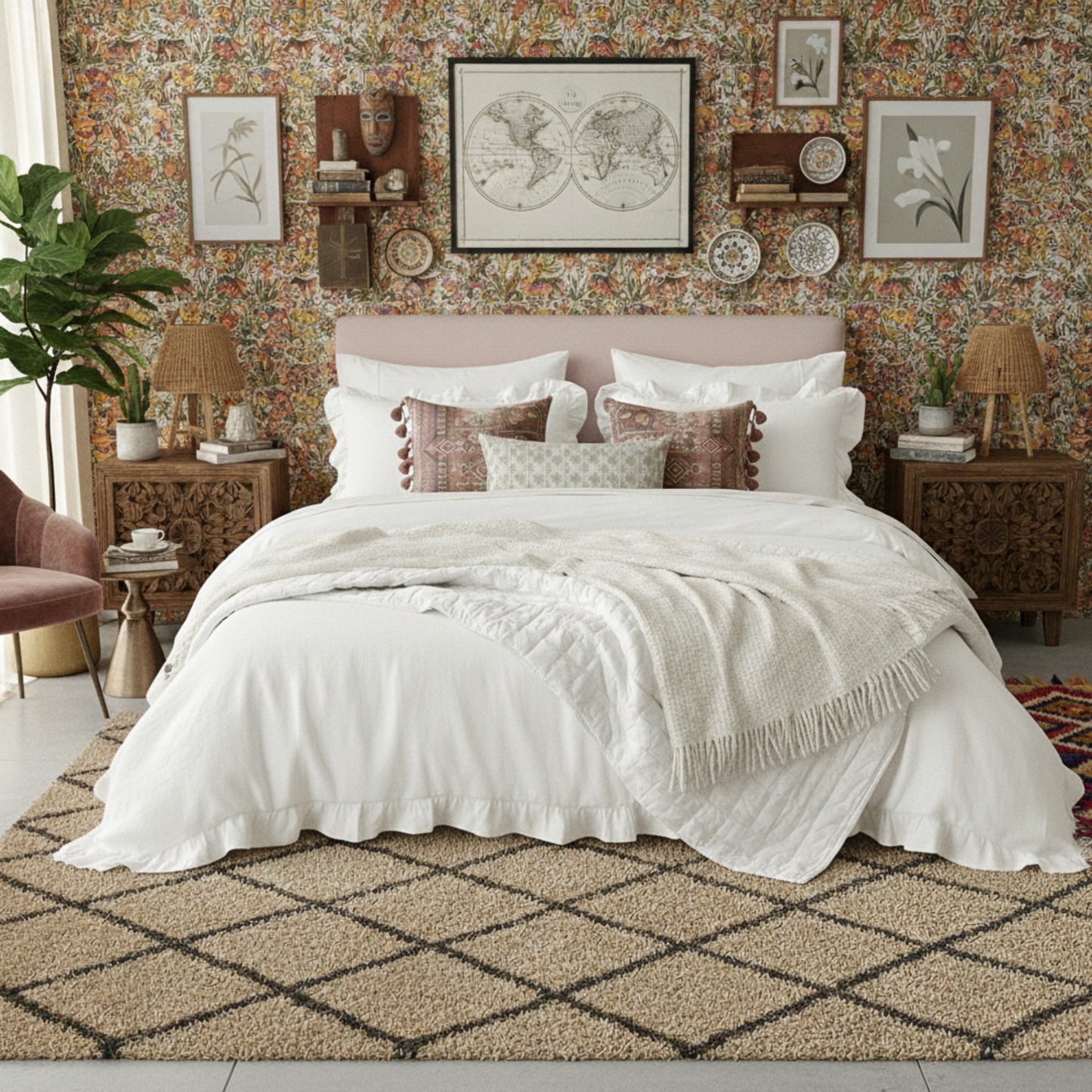 White Rustic Farmhouse Ruffled Duvet Cover