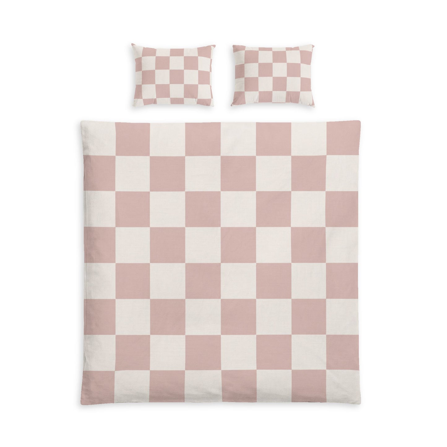 Dusty Pink Checker Cotton Bed Set in a soft aesthetic dorm room — soft natural lighting, warm layered styling by HomeStylesPl