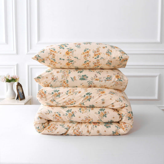 1Cotton Vintage Floral Duvet Cover - Elegant Bedding Set 100 Cotton