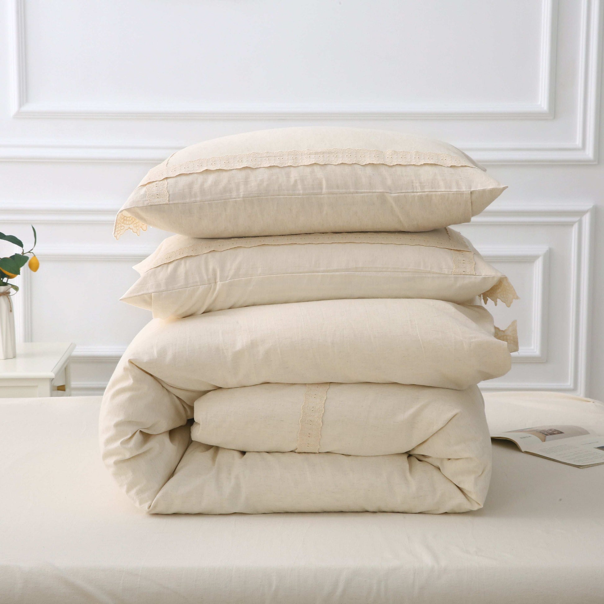 vintage french style cotton linen duvet cover