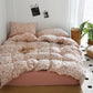 Premium Pink Beige Cotton Duvet Cover Set - Vintage Flower Print Bedding