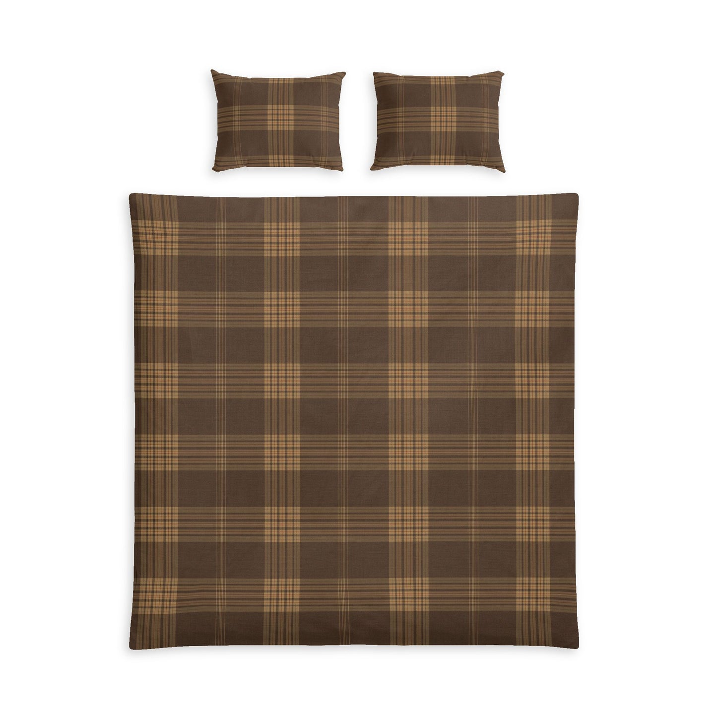 Brown Plaid College Dorm Twin XL Co in a soft aesthetic dorm room — soft natural lighting, warm layered styling by HomeStyles