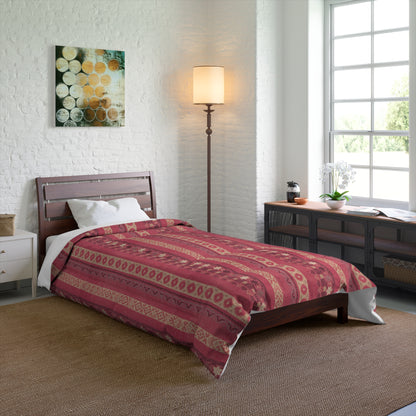 Modern Nautical Pink Boho Comforter in a soft aesthetic dorm room — soft natural lighting, warm layered styling by HomeStyles