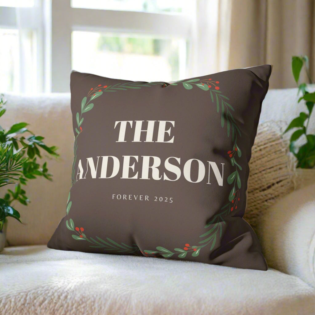 Pillowcase, Custom Family Name Gift, Housewarming Present, Personalized Cushion Cover, Decorative Throw Pillow, Holiday Decor Christmas,