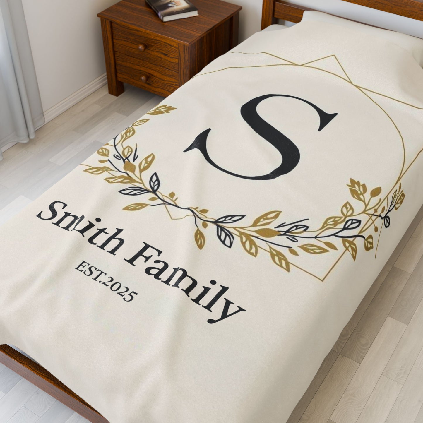 Personalized Family Monogram Fleece Blanket: Wedding Anniversary Gift
