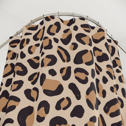 Retro Leopard Shower Curtains - Home Decor, Vintage Bath Curtain, Trendy Water Closet Accessory, Chic Washroom Decor, Animal Print Shower