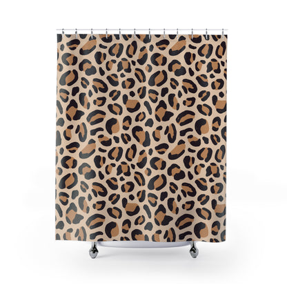 Retro Leopard Shower Curtains - Home Decor, Vintage Bath Curtain, Trendy Water Closet Accessory, Chic Washroom Decor, Animal Print Shower