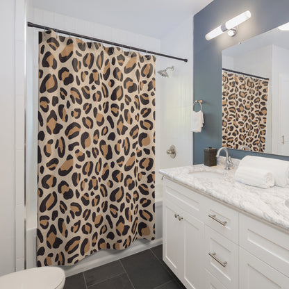 Retro Leopard Shower Curtains - Home Decor, Vintage Bath Curtain, Trendy Water Closet Accessory, Chic Washroom Decor, Animal Print Shower