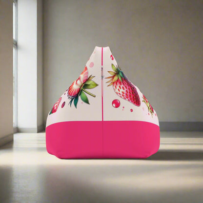 Personalized Strawberry Cute Home Bean Bag Chair Cover - Name Gift Ideas, Customizable Furniture Decor, Room Decor, Unique Birthday Present,