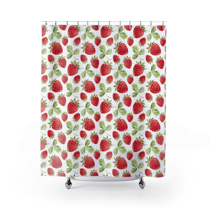 Strawberry Shower Curtain - Kawaii Bathroom Decor
