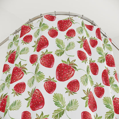 Strawberry Shower Curtain - Kawaii Bathroom Decor