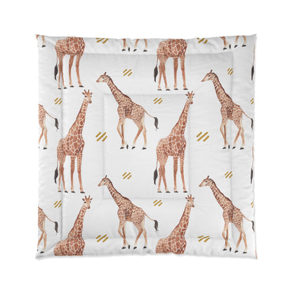 Pastel Safari Giraffe Comforter Twi in a soft neutral kids bedroom — soft natural lighting, warm layered styling by HomeStyle