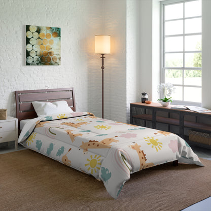 Giraffe Animal Comforter twin Twin  in a soft neutral kids bedroom — soft natural lighting, warm layered styling by HomeStyle