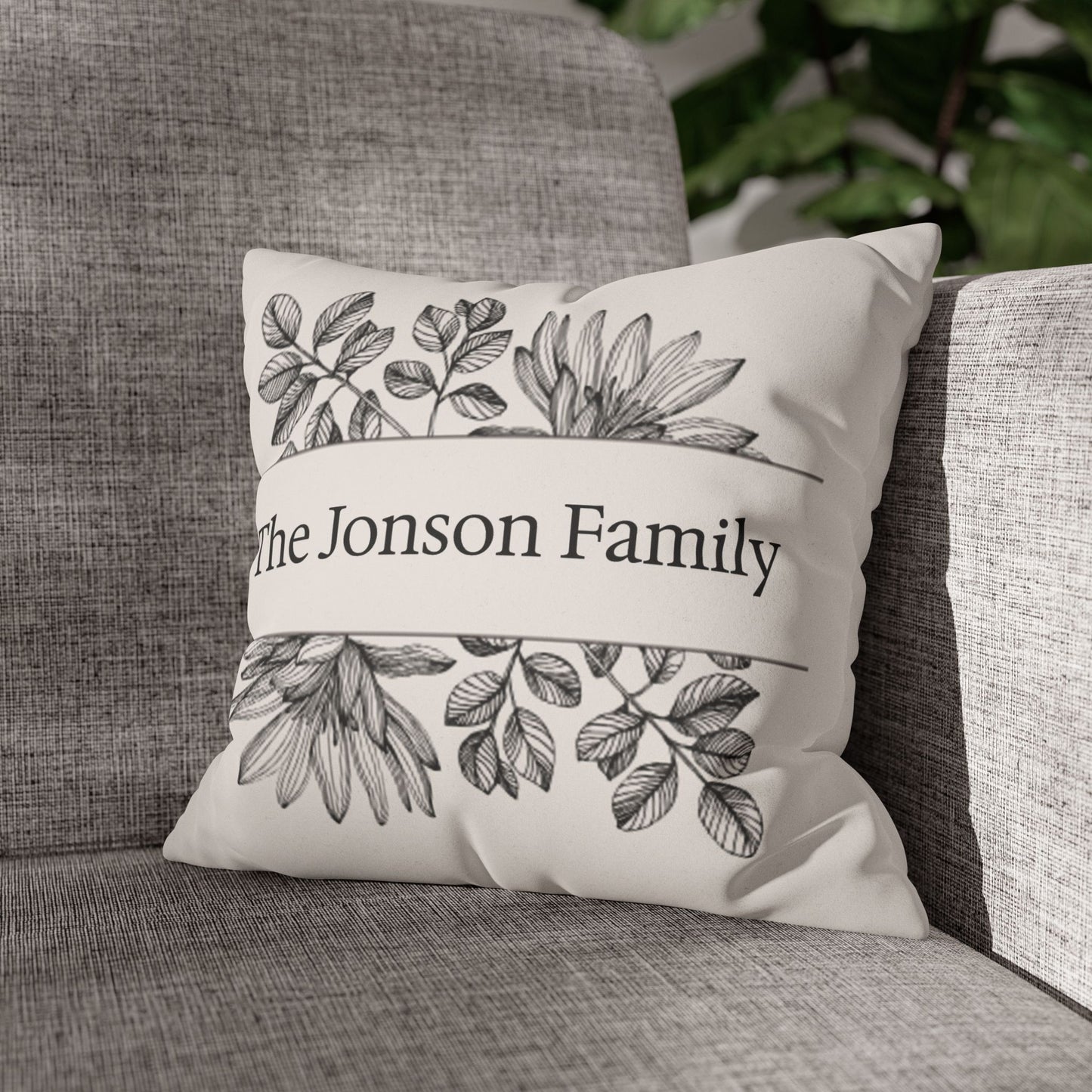 Personalized Floral Family Pillowcase, Home Decor, Housewarming Gift, Wedding Gift, Rustic Chic, Throw Pillow
