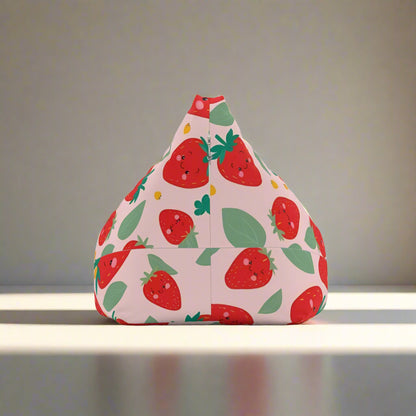 Personalized Strawberry Bean Bag Chair Cover - Custom Name Gift, Kids Room Decor, Home Furniture, Nursery Decor, Birthday Gift