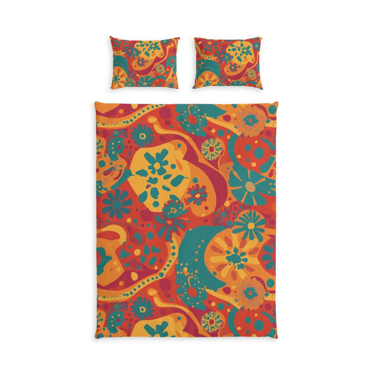 Retro Dopamin Dorm Cozy Bedding Set in a soft aesthetic dorm room — soft natural lighting, warm layered styling by HomeStyles