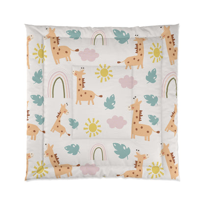 Giraffe Animal Comforter twin Twin  in a soft neutral kids bedroom — soft natural lighting, warm layered styling by HomeStyle