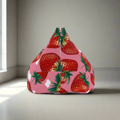 Personalized Strawberry Bean Bag Chair Cover - Custom Name Gift, Kids Room Decor, Home Furniture, Nursery Decor, Birthday Gift