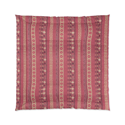 Modern Nautical Pink Boho Comforter in a soft aesthetic dorm room — soft natural lighting, warm layered styling by HomeStyles
