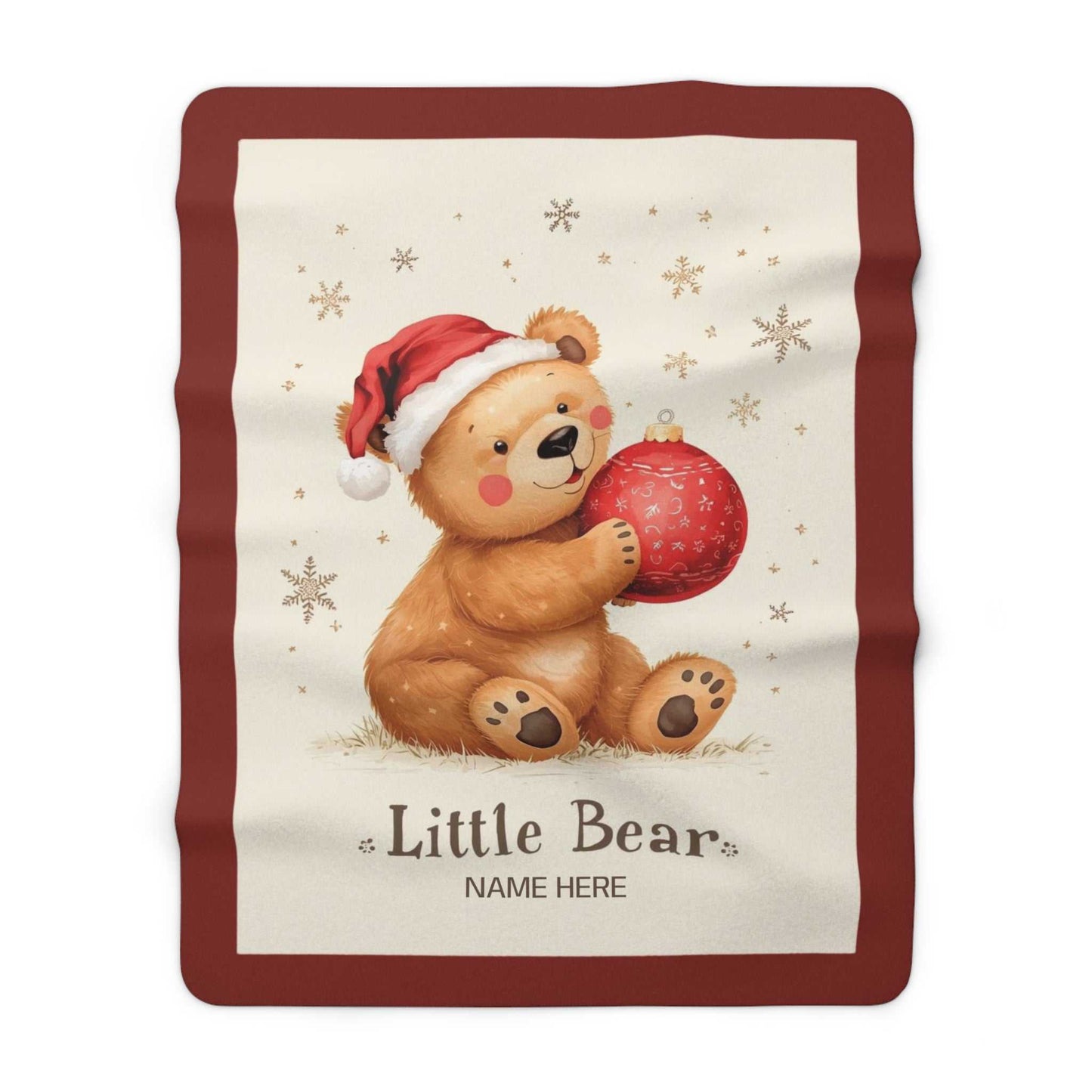 Personalized Mama Bear Christmas blanket with buffalo plaid border and festive bear design