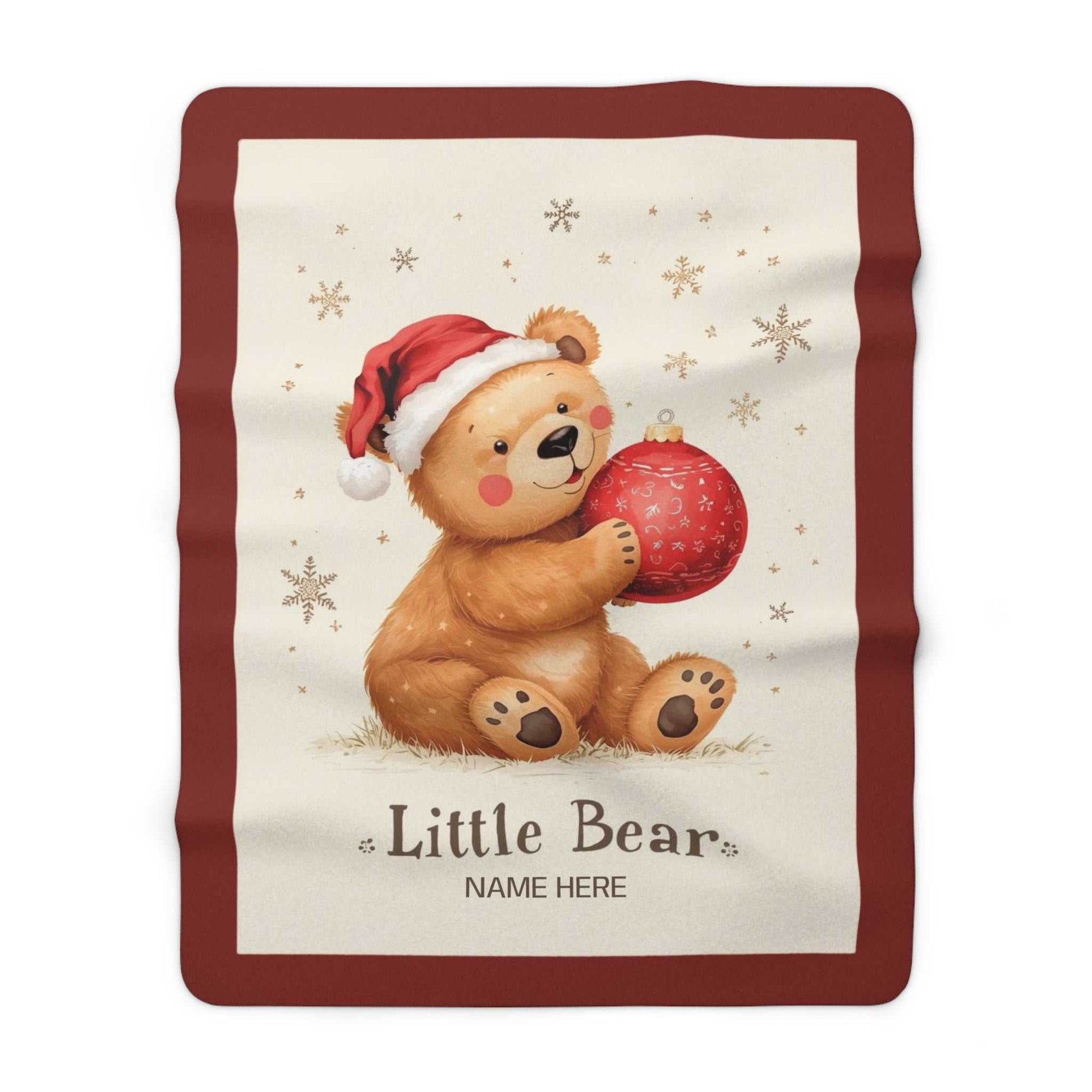 Personalized Mama Bear Christmas blanket with buffalo plaid border and festive bear design