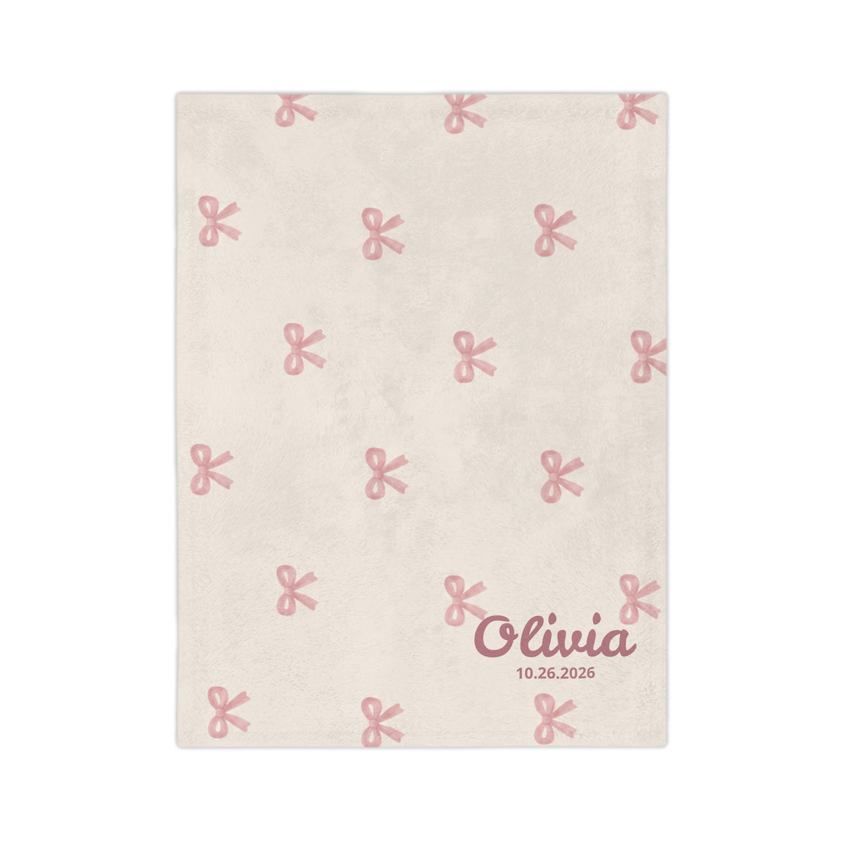 Pink Bow Personalized Olivia Name Blanket