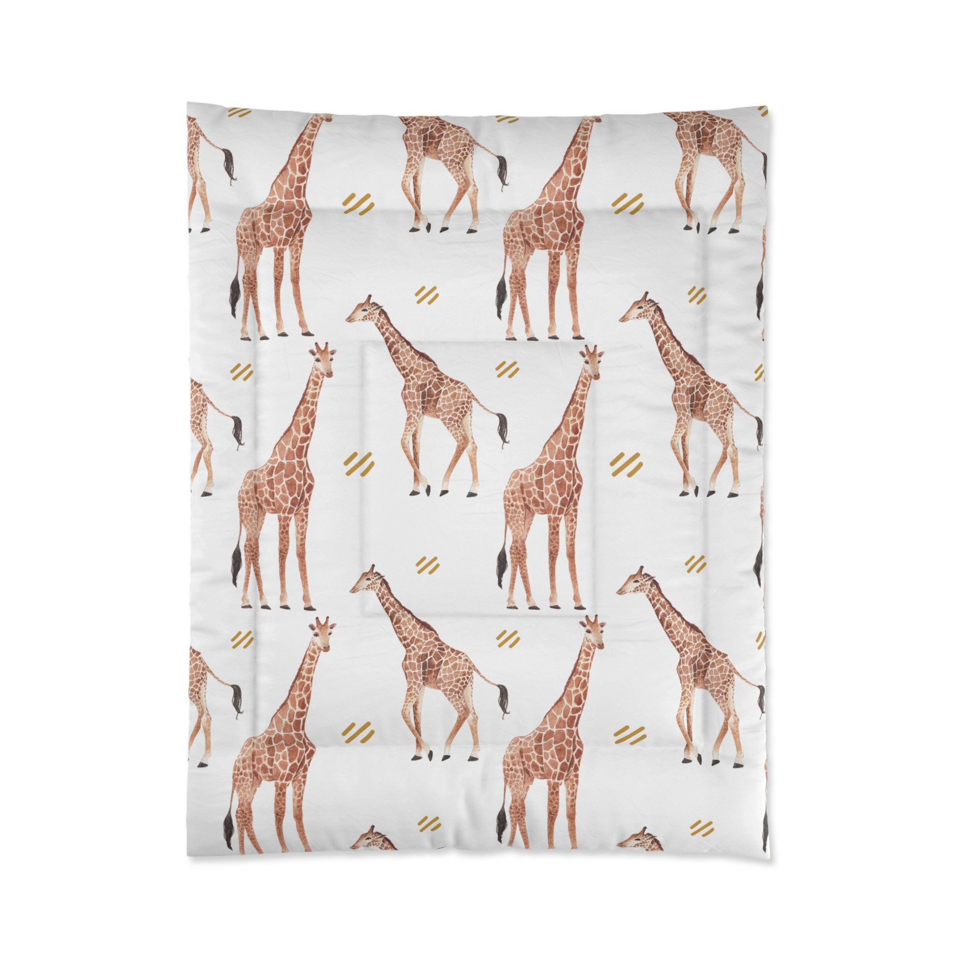 Pastel Safari Giraffe Comforter Twi in a soft neutral kids bedroom — soft natural lighting, warm layered styling by HomeStyle