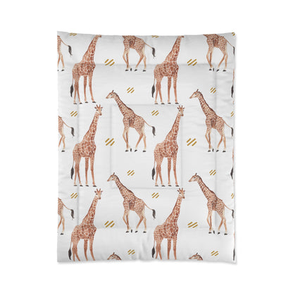 Pastel Safari Giraffe Comforter Twi in a soft neutral kids bedroom — soft natural lighting, warm layered styling by HomeStyle