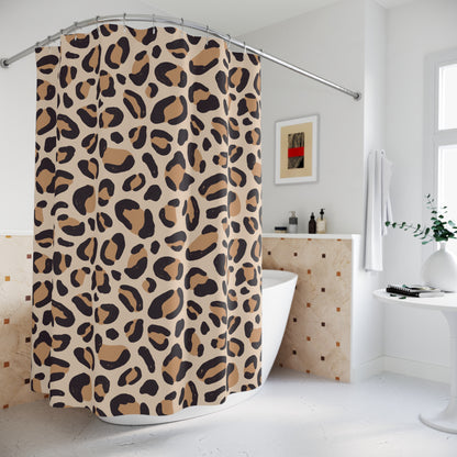 Retro Leopard Shower Curtains - Home Decor, Vintage Bath Curtain, Trendy Water Closet Accessory, Chic Washroom Decor, Animal Print Shower