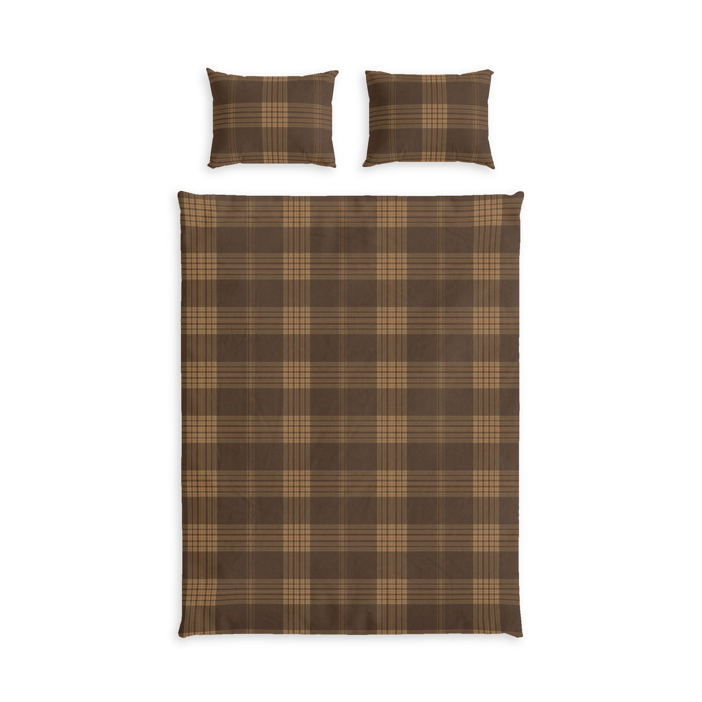 Brown Plaid College Dorm Twin XL Co in a soft aesthetic dorm room — soft natural lighting, warm layered styling by HomeStyles