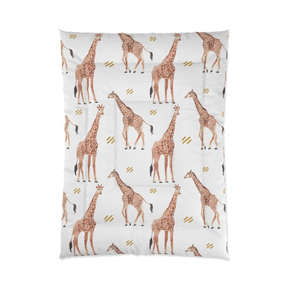 Pastel Safari Giraffe Comforter Twi in a soft neutral kids bedroom — soft natural lighting, warm layered styling by HomeStyle