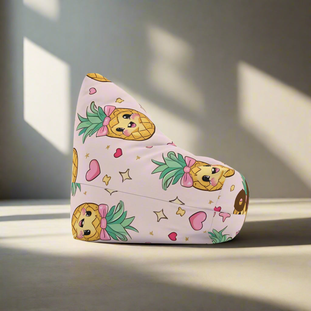 Bean Bag Chair Cover - Personalized Pineapple Design | Customizable Home Decor, Dorm Room Furniture, Name Gift Idea