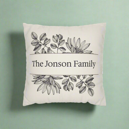 Personalized Floral Family Pillowcase, Home Decor, Housewarming Gift, Wedding Gift, Rustic Chic, Throw Pillow