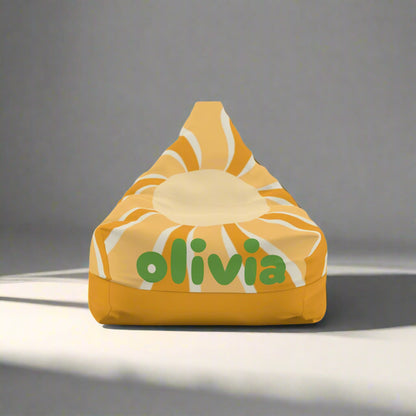 Bean Bag Chair Cover, Personalized Name Gift Idea | Sunrise Retro Design | Cover Only, Customizable, Home Decor, Dorm Room, Furniture