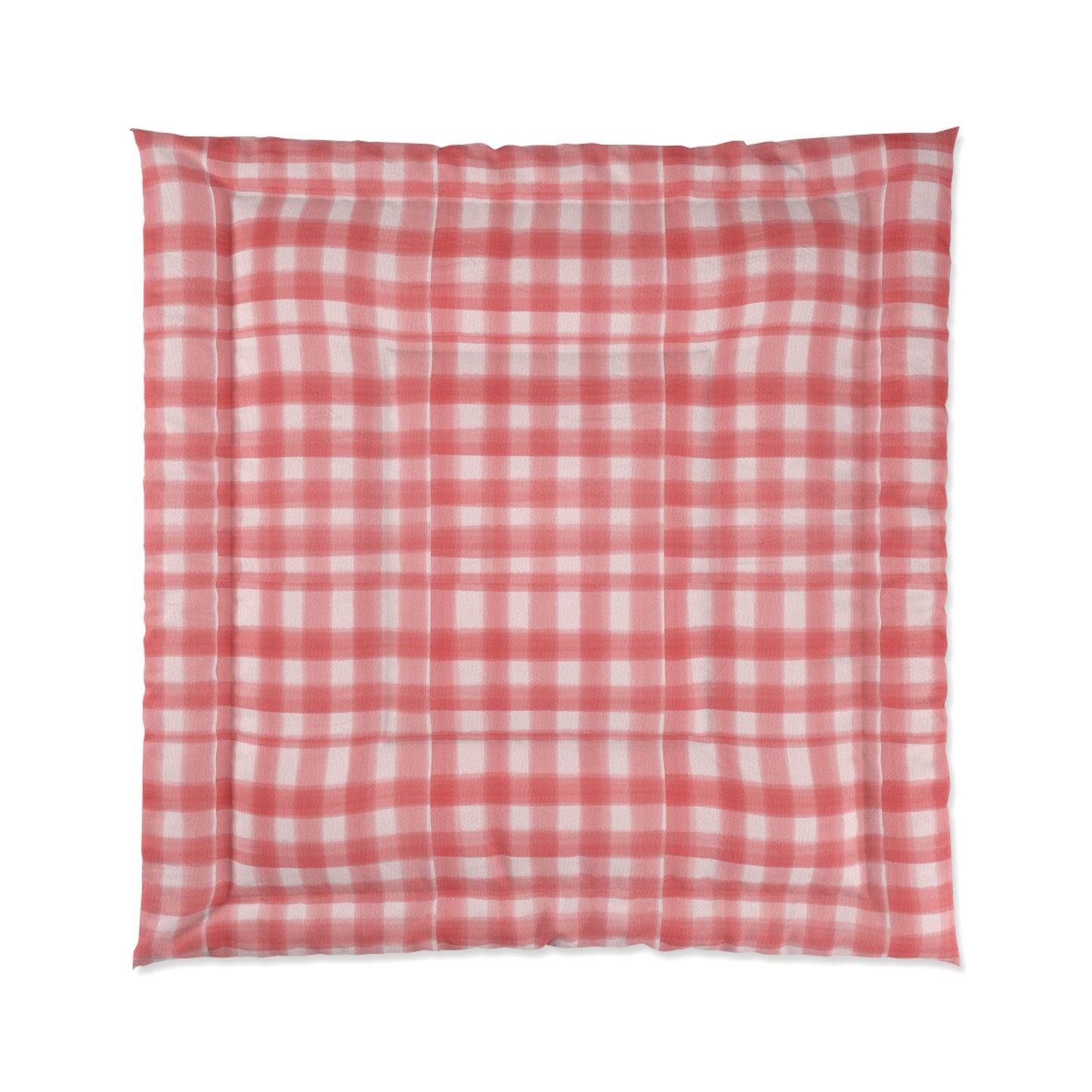 Pink Plaid Cozy Dorm Comforter in a soft aesthetic dorm room — soft natural lighting, warm layered styling by HomeStylesPlus