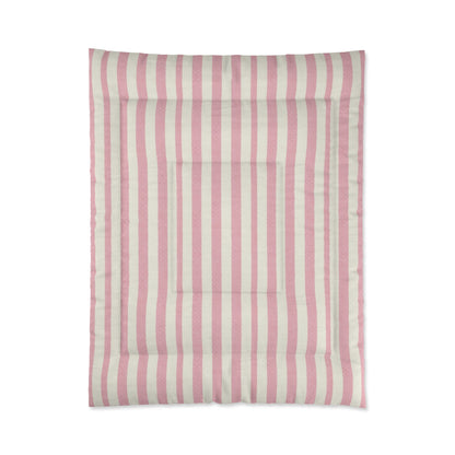 Pink White Striped Comforter | Cozy Twin XL Dorm Bedding | Modern Nautical Bedroom Decor