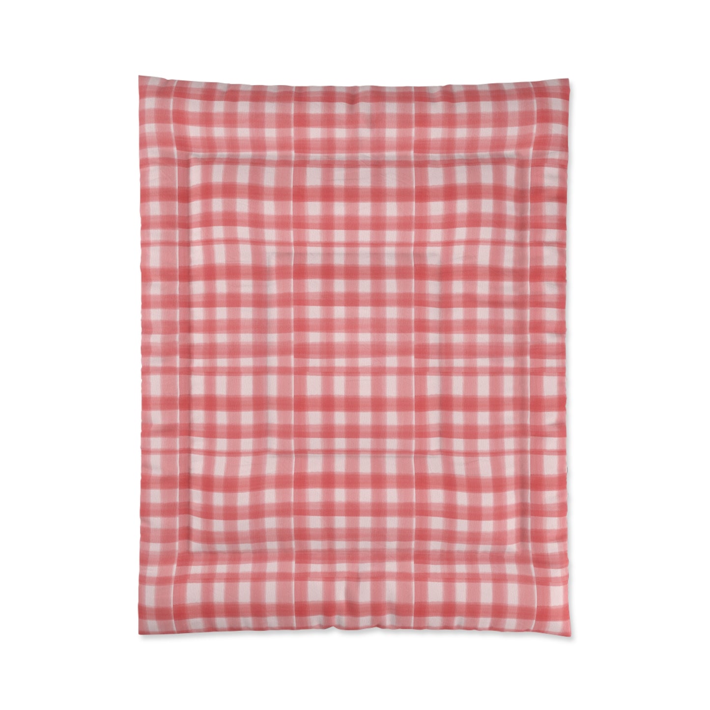 Pink Plaid Cozy Dorm Comforter in a soft aesthetic dorm room — soft natural lighting, warm layered styling by HomeStylesPlus