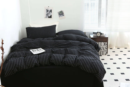 Black Striped Duvet Cover Set - Luxury Cotton Bedding