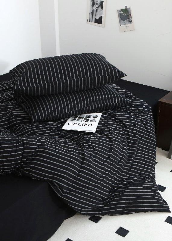 Luxury Black & White Striped Duvet Set