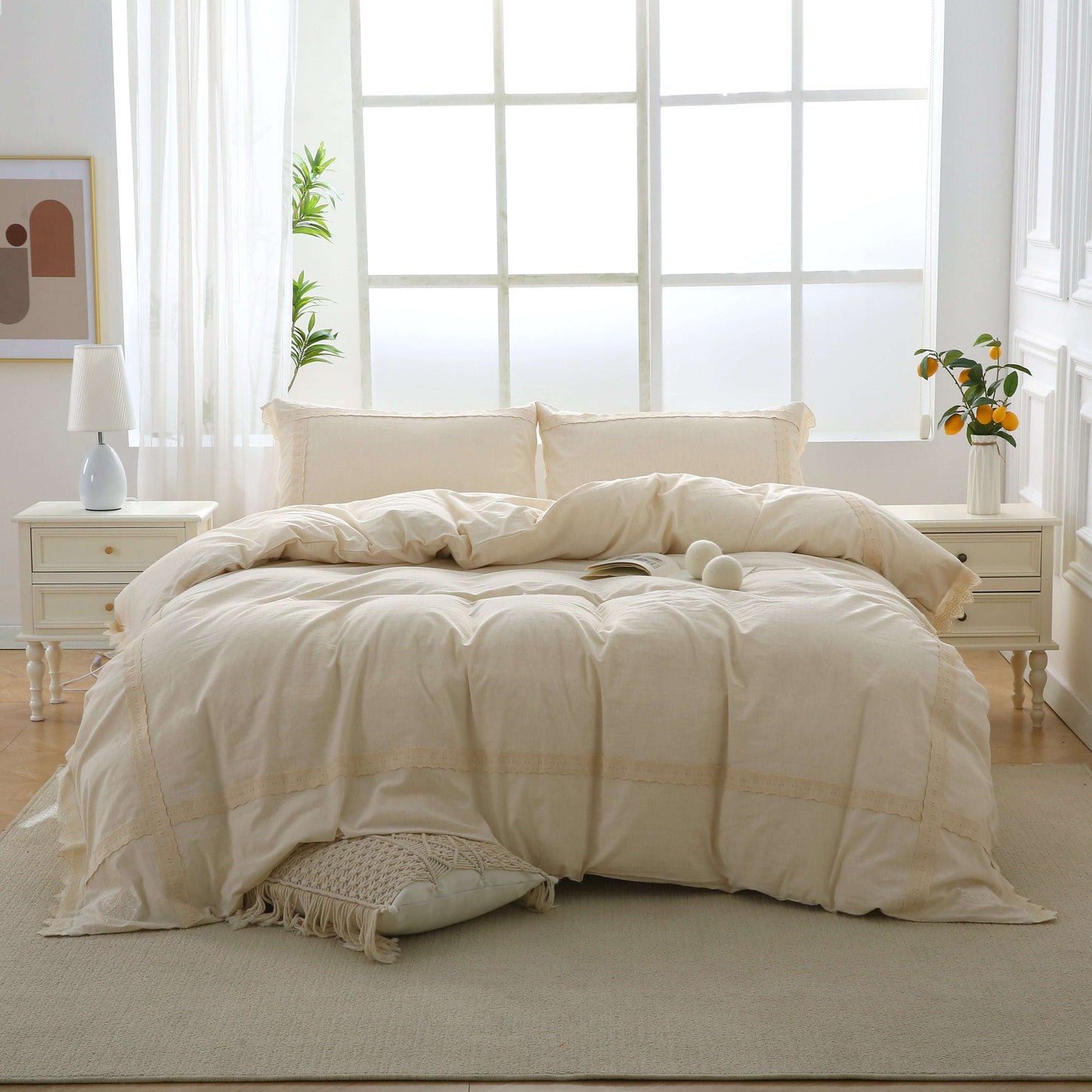 vintage french style cotton linen duvet cover