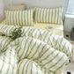 Green Stripe Washed Cotton Bedding Set