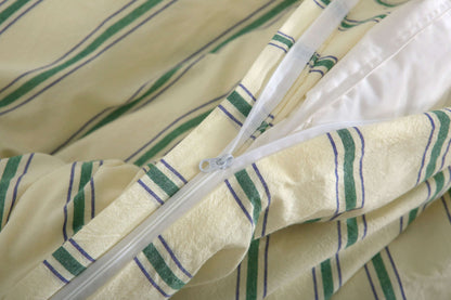 Green Stripe Bedding Set with premium washed cotton comfort and vibrant design.