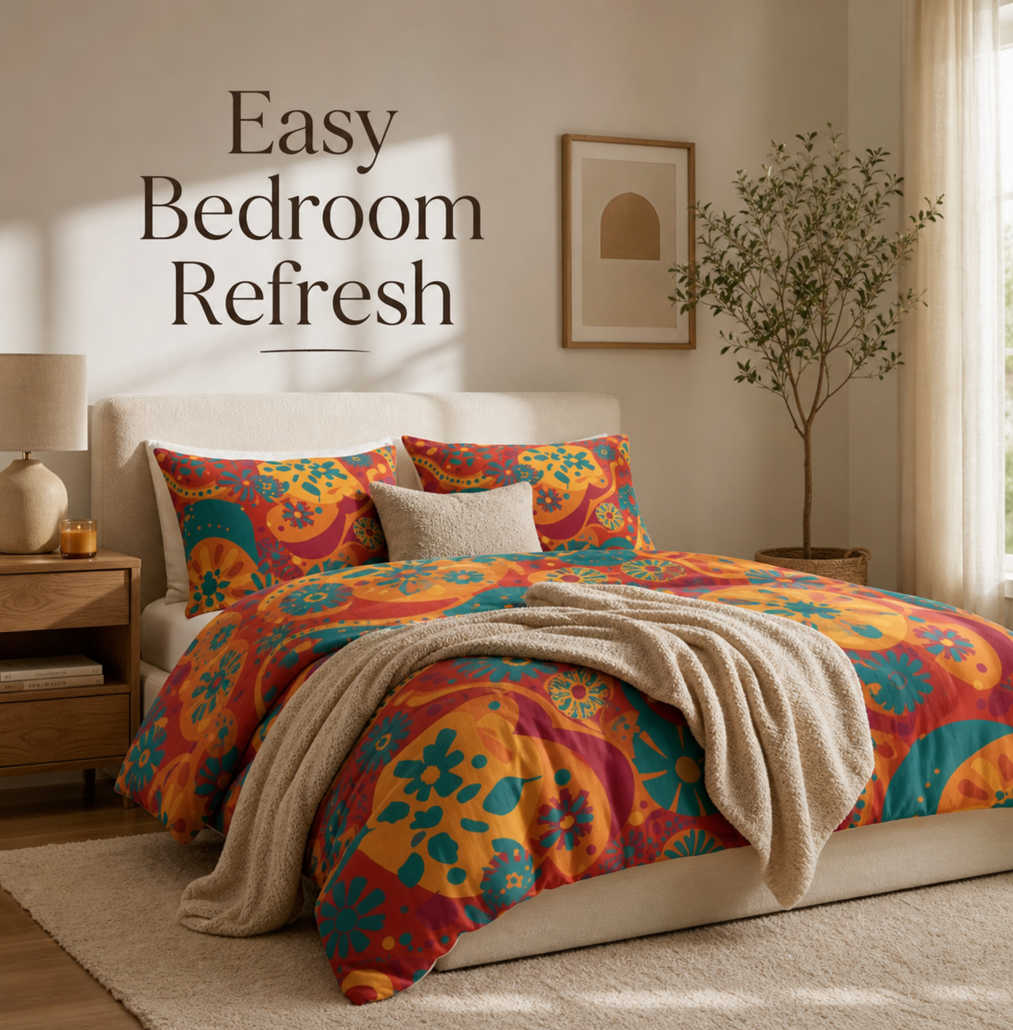 Retro Dopamin Dorm Cozy Bedding Set | Cotton Bed Set