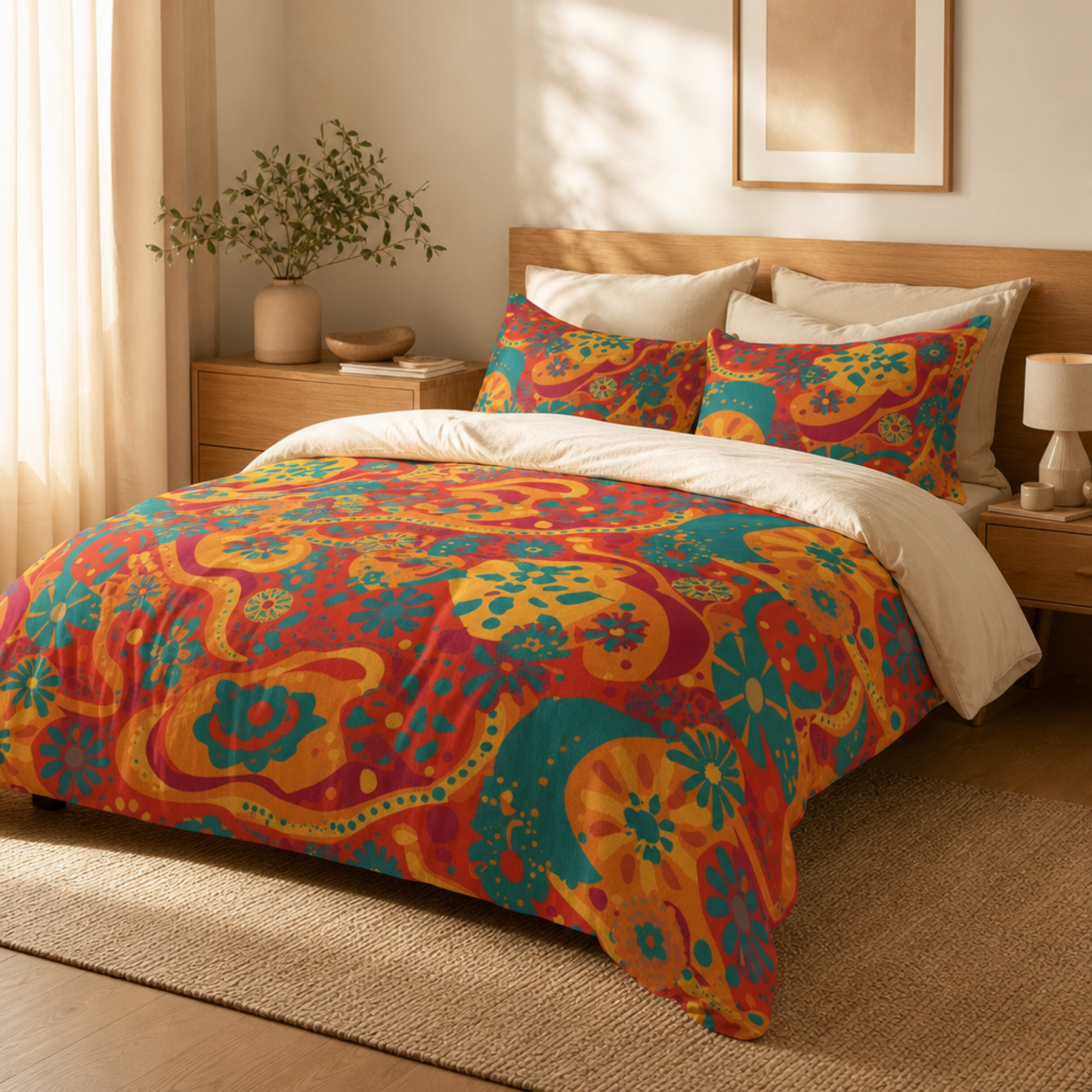 Retro Dopamin Dorm Cozy Bedding Set | Cotton Bed Set